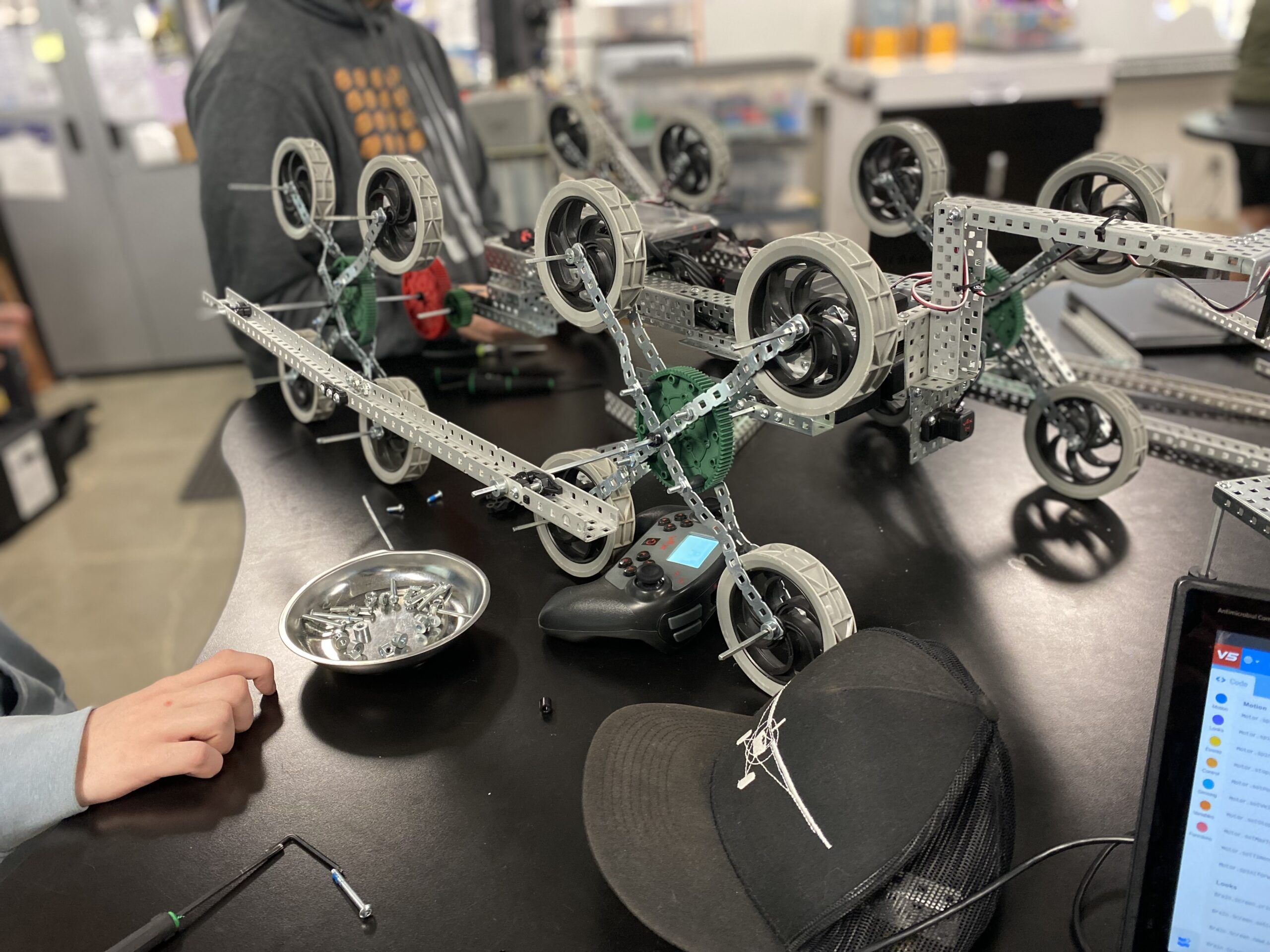 A prototype surface lander robot, assembled by Shasta High Students. Image credit: Shasta High School Robotics and Advanced Manufacturing Program