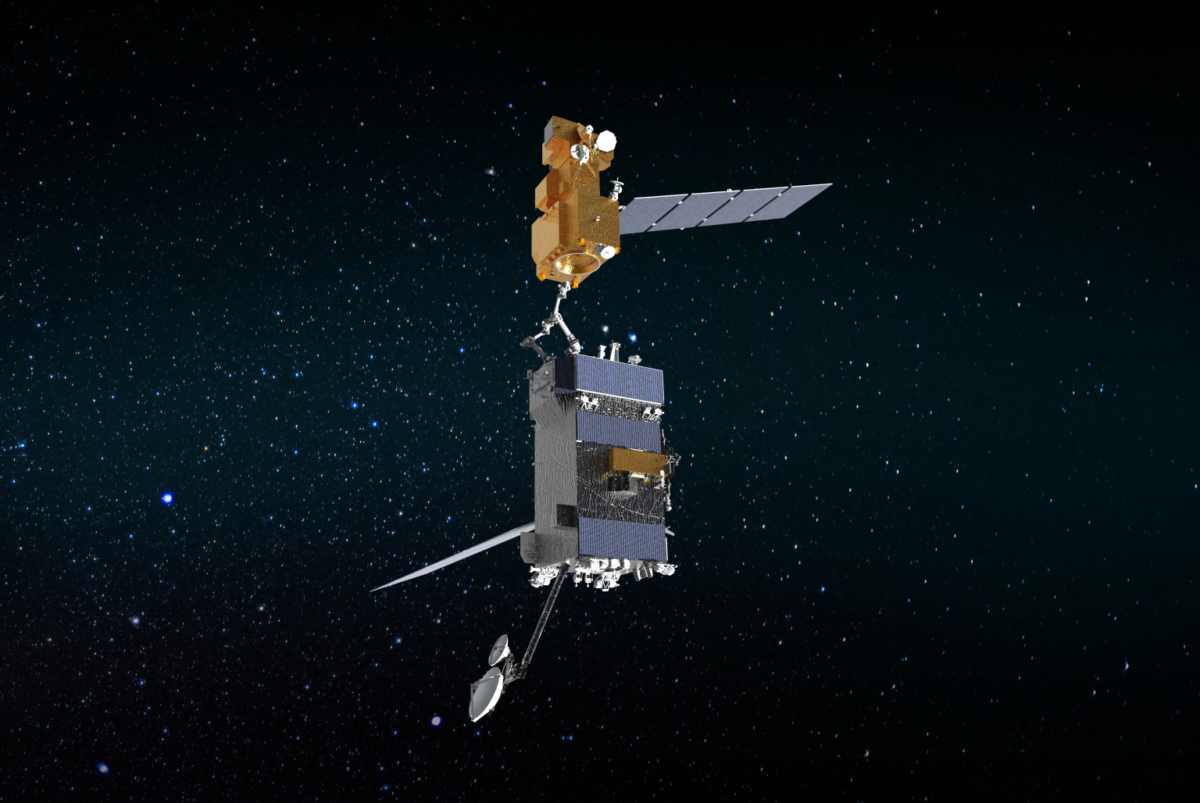 Artist's concept of OSAM-1 docking with a satellite. Credit: NASA